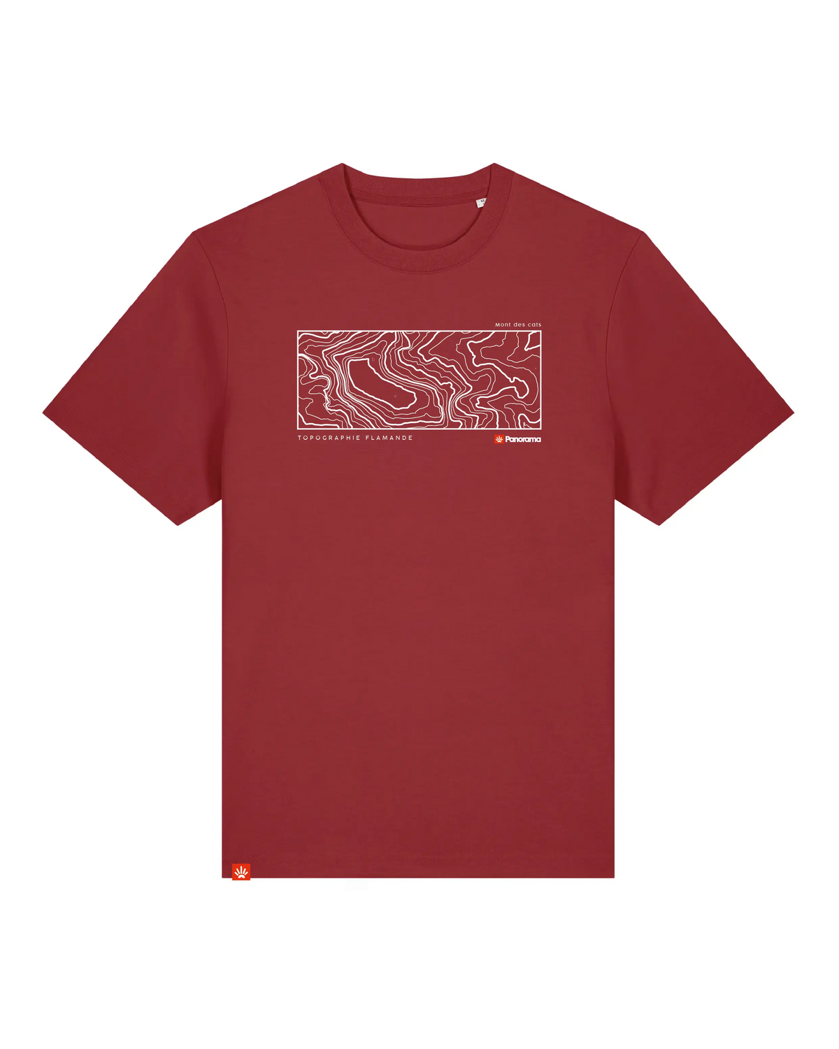 Tee-shirt Topographie Flamande coton bio rouge Mont des Cats - Panorama