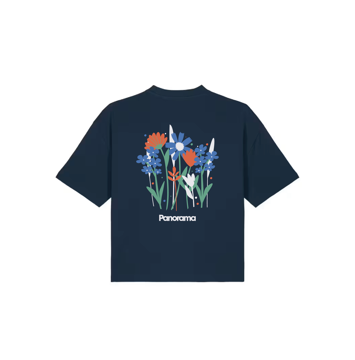 Tee-shirt Myosotis marine femme coton bio fleurs de myosotis - Panorama