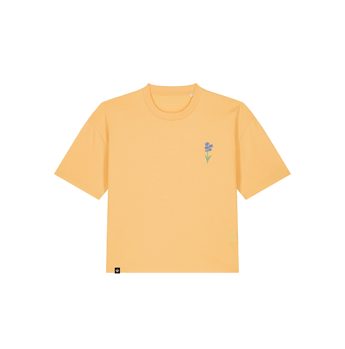 Tee-shirt Myosotis coton bio jaune orangé femme coupe boxy - Panorama