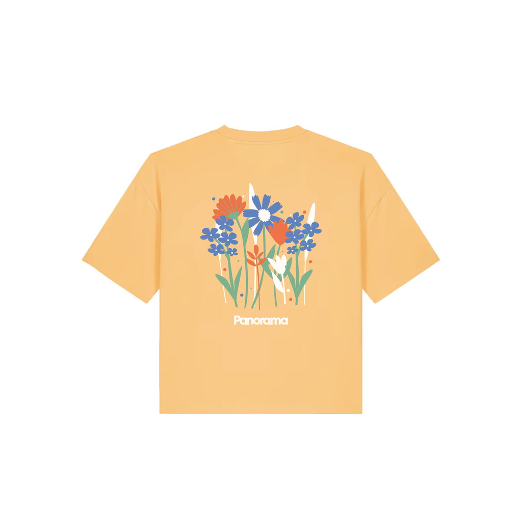 Tee-shirt Myosotis vue dos jaune orangé coton biologique - Panorama