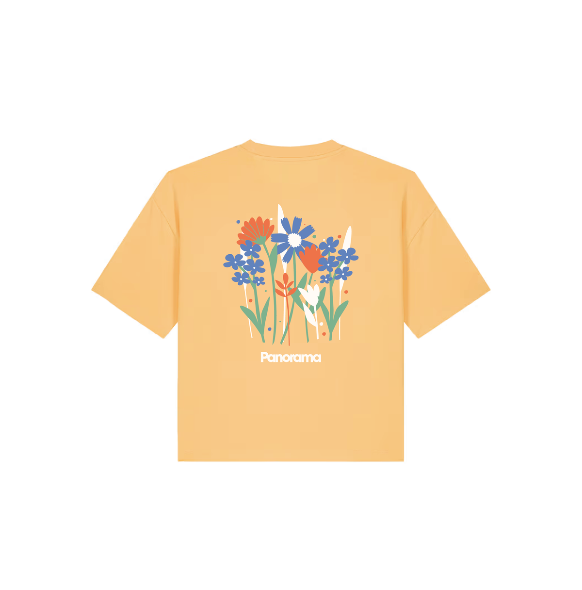 Tee-shirt Myosotis vue dos jaune orangé coton biologique - Panorama