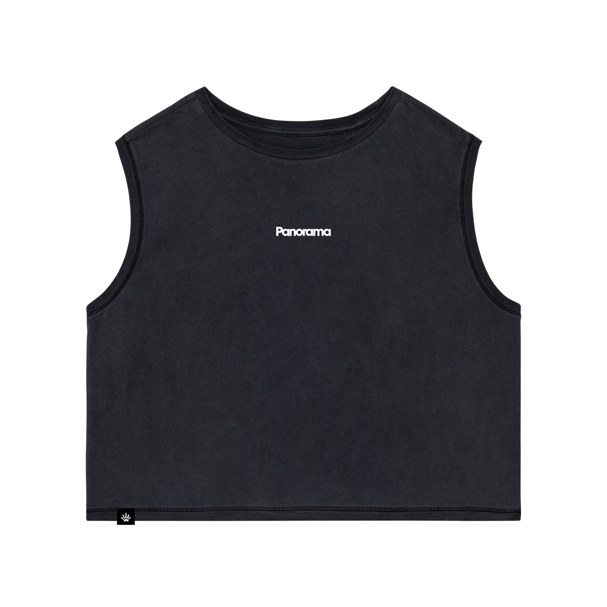 T-shirt crop top noir coton bio femme coupe courte fluide - Panorama